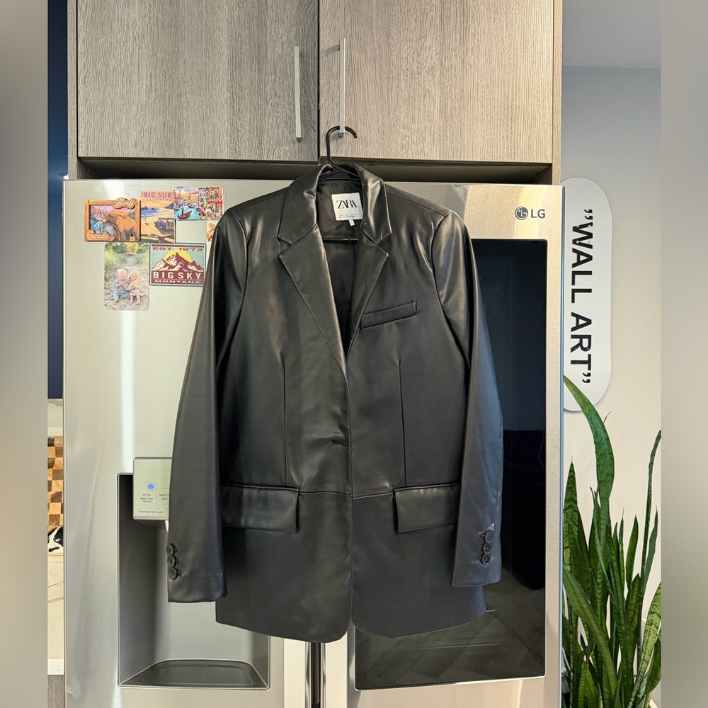 Zara Black Faux Leather Jacket